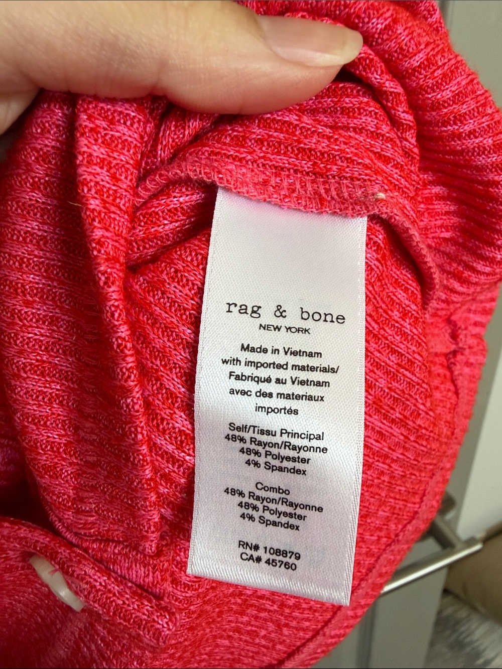 rag & bone Bright Pink Ribbed Button-Front Crop Top - Picture 4 of 5